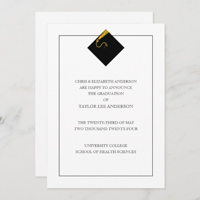 Studenten meddelande inbjudningar (Fram/baksida)