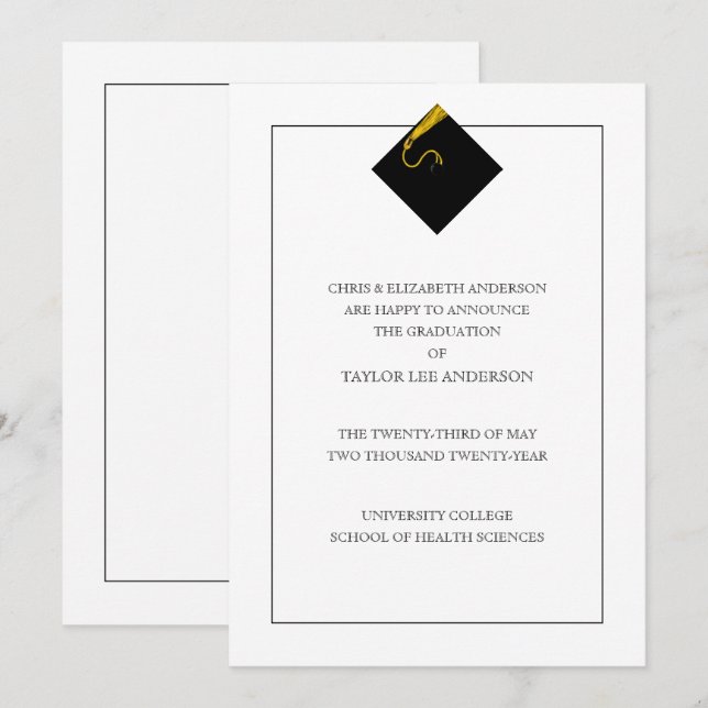 Studenten meddelande inbjudningar (Fram/baksida)