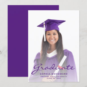 Studenten meddelande om Photo Lila Script Inbjudningar
