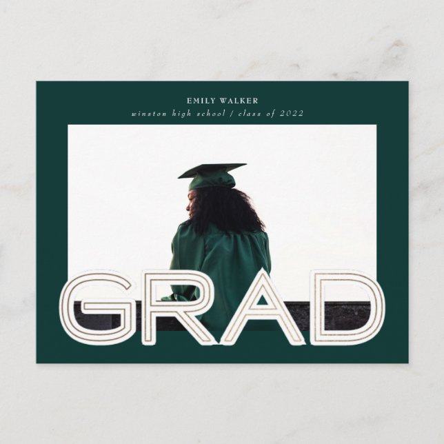 studenten-meddelandefoto för fet guld-skript meddelande vykort (Framsida)