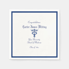 Studenten, medicinska skolan, Caduceus, marinblått Pappersservett