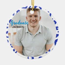 Studenten Milestone Blue Leopard Julgransprydnad Keramik