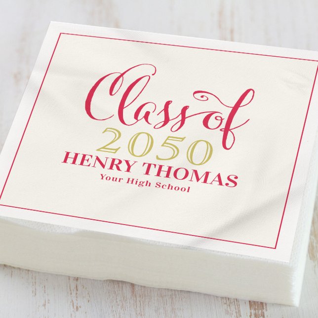 Studenten minimalistisk modern klass av skript röd pappersservett (Skapare uppladdad)