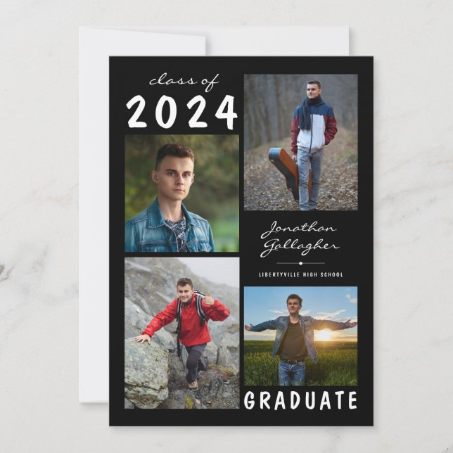 Studenten Modern 5-fotoskript svart vit Meddelande (Framsida)