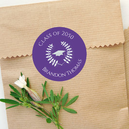 Studenten Modern Classic Laurel Simple Lila Runt Klistermärke