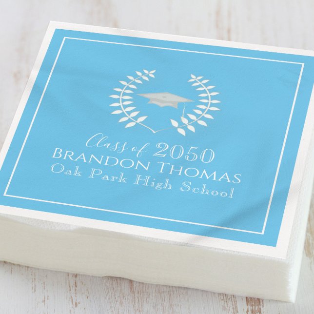 Studenten Modern Elegant Carolina Blue Anpassnings Pappersservett (Skapare uppladdad)