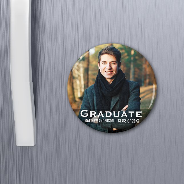 Studenten Modern fotomagnetrunda Magnet (Customize to change text size or text style.)