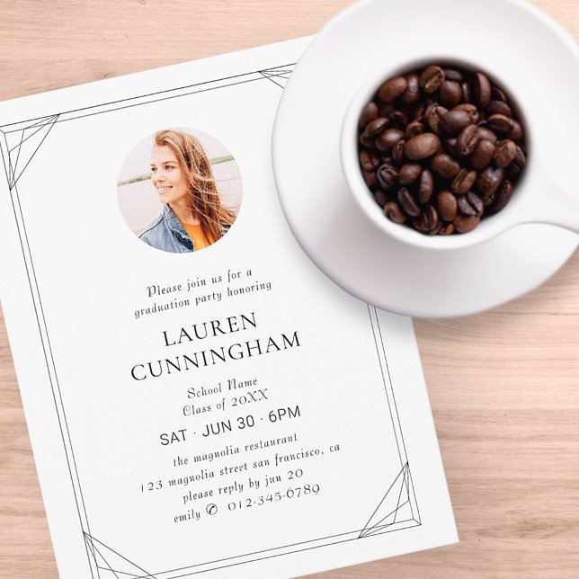 Studenten Modern Geometric Minimalist Photo Vykort (Skapare uppladdad)