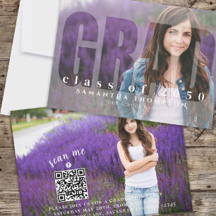 Studenten Modern Grad Typography 2 Photo QR-kod Inbjudningar