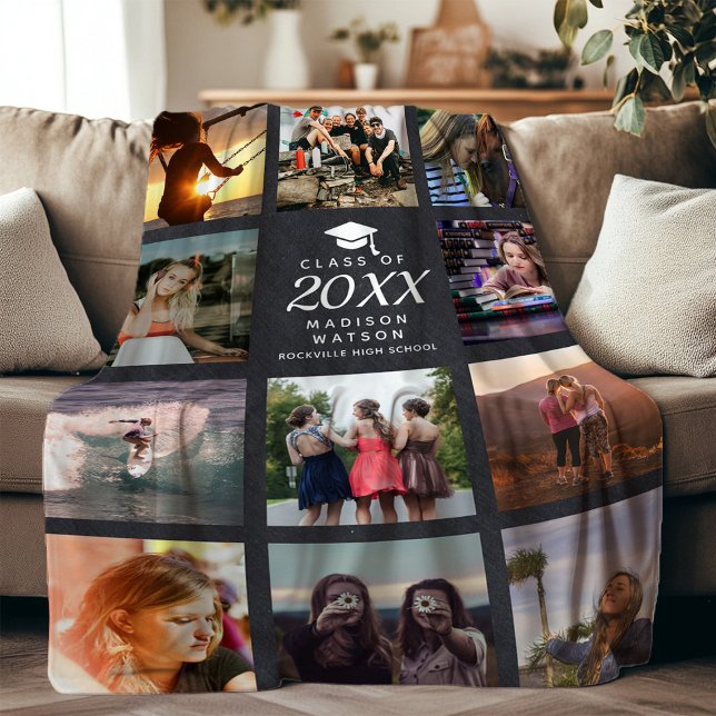 Studenten Modern Instagram Chalk Photo Collage Fleecefilt (Skapare uppladdad)