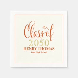 Studenten Modern Minimalist Orange-skript Pappersservett