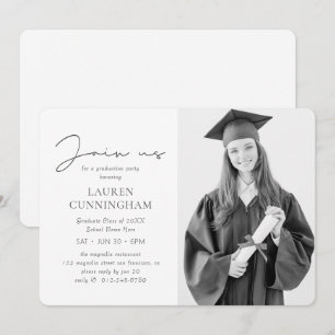 Studenten Modern minimalistisk Chic Foto Grad Part Inbjudningar