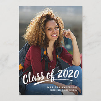 Studenten Modern penselskript 2+Sided Party 2020 Inbjudningar