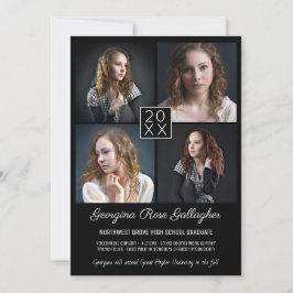 Studenten Modern Photo Collage Simple Grad Black Meddelande