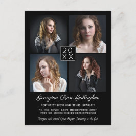 Studenten Modern Photo Collage Simple Grad Black Meddelande Vykort
