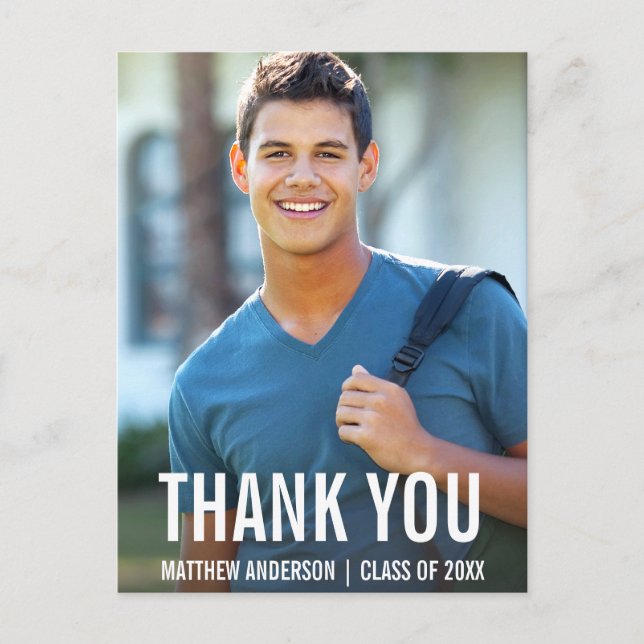 Studenten Modern Photo Tack vykort BWB (Framsida)