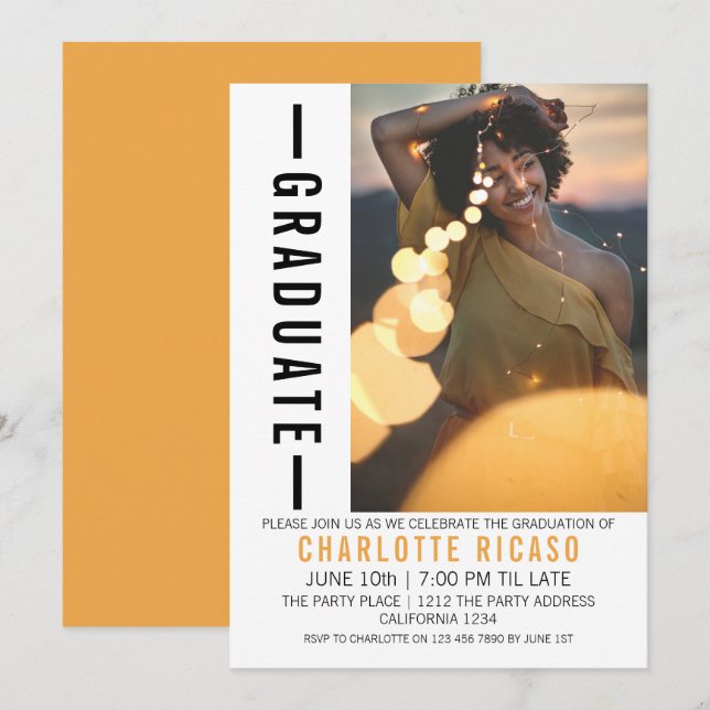 Studenten Modern Photo Template-Personlig Inbjudningar (Fram/baksida)