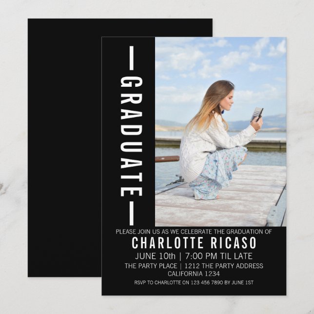 Studenten Modern Photo Template-Personlig Inbjudningar (Fram/baksida)