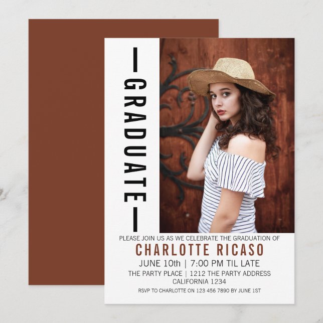 Studenten Modern Photo Template-Personlig Inbjudningar (Fram/baksida)
