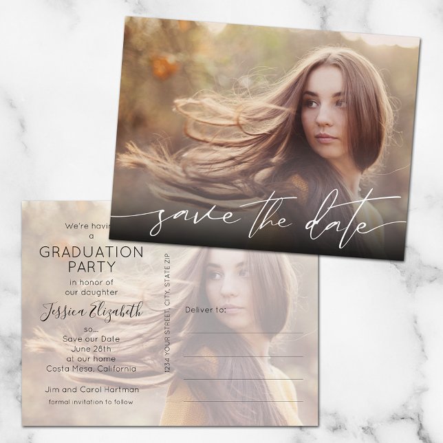 Studenten Modern Script - spara datum Vykort (Skapare uppladdad)