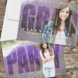 Studenten Modern Simple Grad Typography Two Photo Inbjudningar