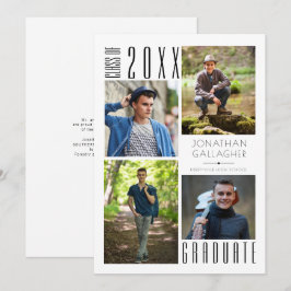 Studenten Modern Sleek Four Photos Black Announce Meddelande