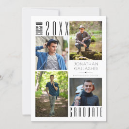 Studenten Modern Sleek Four Photos Black Announce Meddelande