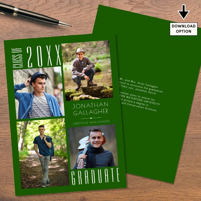 Studenten Modern Sleek Four Photos Grönt Meddelande (Skapare uppladdad)