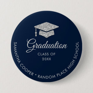 Studenten Modern Typography Navy Blue Script Knapp