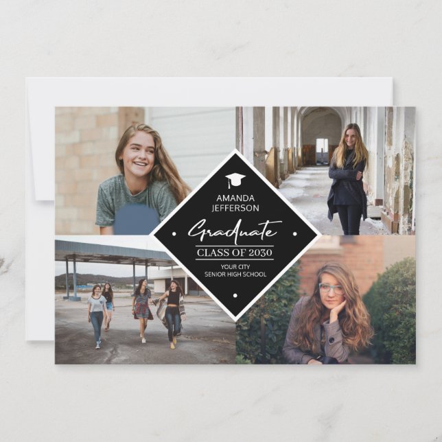 Studenten moderna elegant-skript 4 fotokollage a meddelande (Framsida)