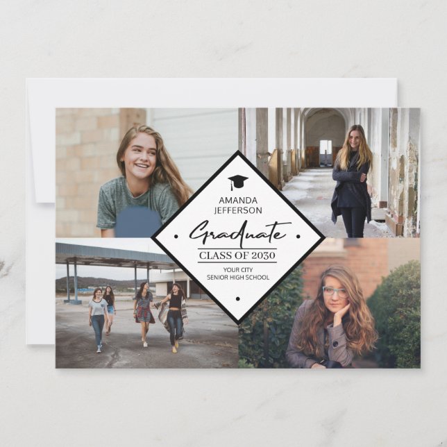 Studenten moderna elegant-skript 4 fotokollage a meddelande (Framsida)