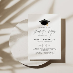 studenten moderna enkla elegant grönt party inbjudningar