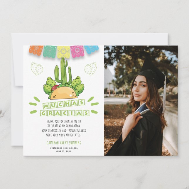 Studenten Muchas Gracias Fiesta Tack Kort (Framsida)