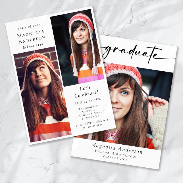 Studenten Multi Photo Calligraphy Student Inbjudningar (Skapare uppladdad)