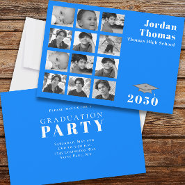Studenten Multi Photo Collage minimalist Blue Inbjudningar