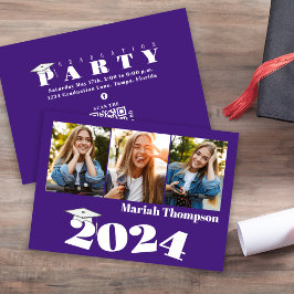 Studenten Multi Photo Lila Class 2023 QR-kod Inbjudningar