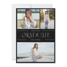 Studenten multifoto inbjudan grad party svart