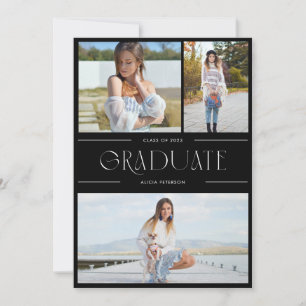 Studenten multifoto inbjudan grad party svart