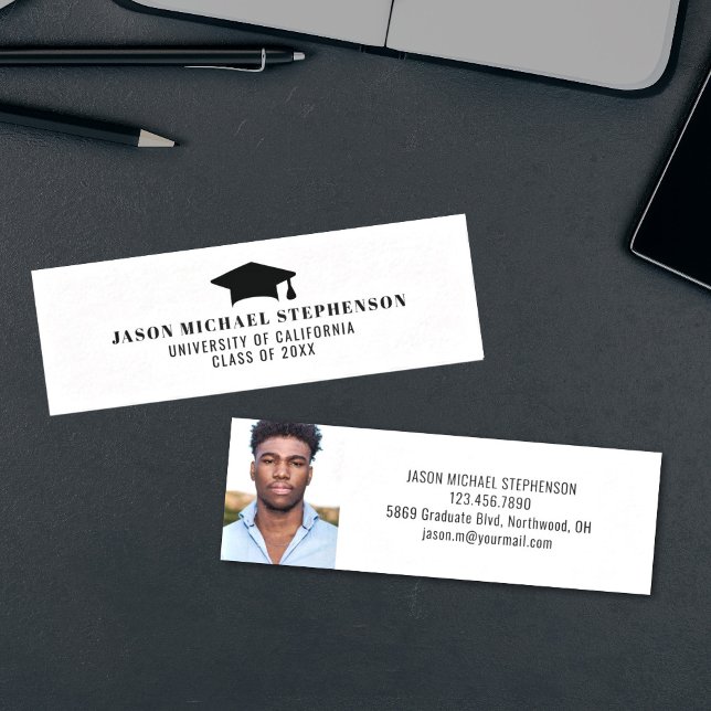 Studenten namn för in ett enkelt fotokort (Graduate name insert card with photo)