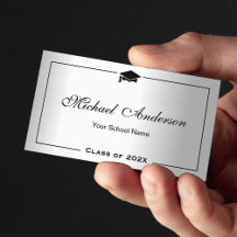 Studenten Namn-kort, Silver Metallisk utseende,