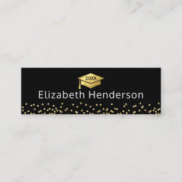 Studenten Namn-kort, svart Guld Glitter