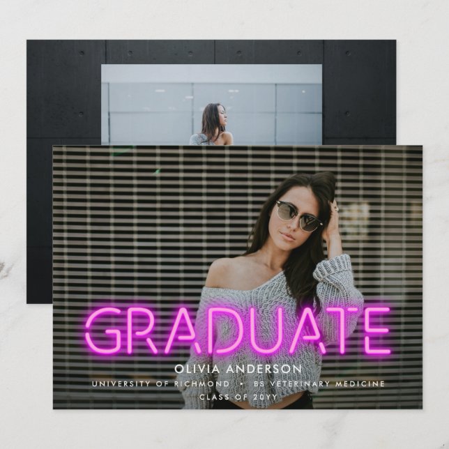 Studenten neon rosa contemporary modern två foto (Fram/baksida)