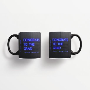 Studenten neon svartblå gratulerar modern snyggt kaffemugg