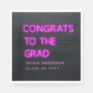 Studenten nyare rosa-typografi modern gratulerar pappersservett