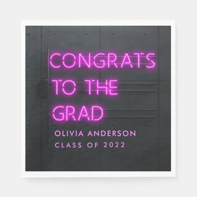 Studenten nyare rosa-typografi modern gratulerar pappersservett (Framsidan)