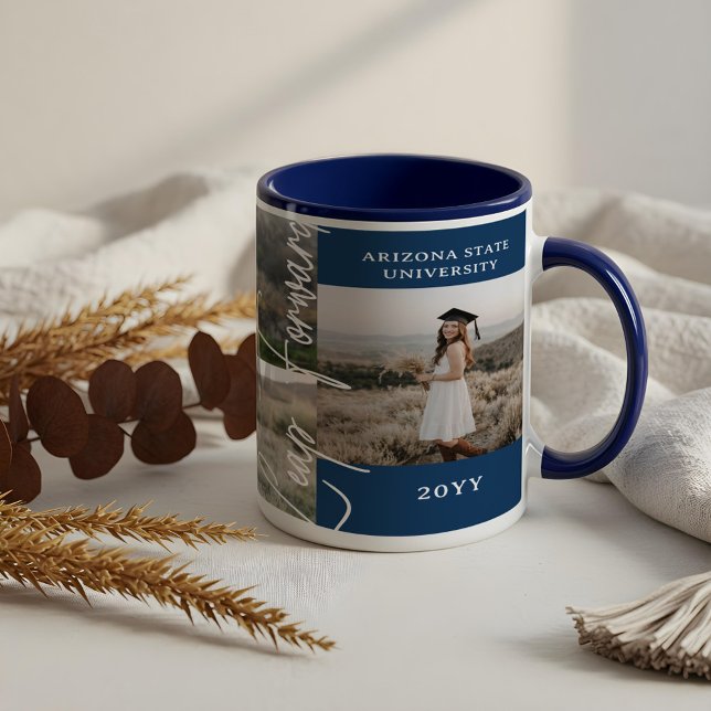 Studenten och nu Grad Photo Collage Keepsak Mugg (Graduation Then & Now Grad Photo Collage Keepsake Mug)