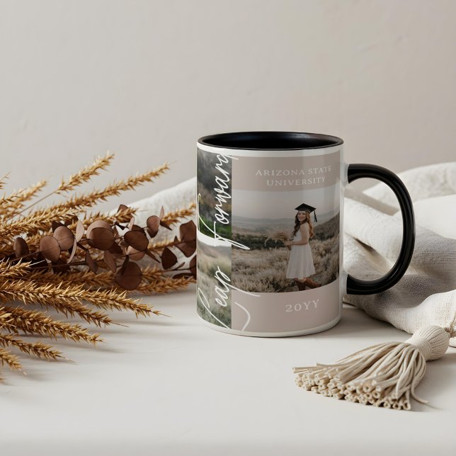Studenten och nu Grad Photo Collage Keepsak Mugg (Graduation Then & Now Grad Photo Collage Keepsake Mug)