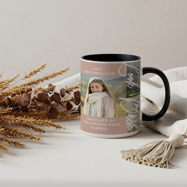Studenten och nu Grad Photo Collage Keepsak Mugg (Graduation Then & Now Grad Photo Collage Keepsake Mug)