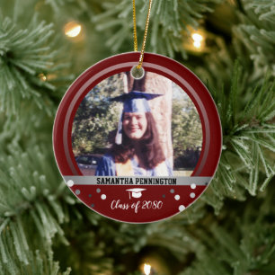 Studenten One Photo Confetti Keepsaki Vin Julgransprydnad Keramik