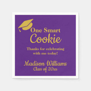 Studenten One Smart Cookie Party Lila & Guld Pappersservett